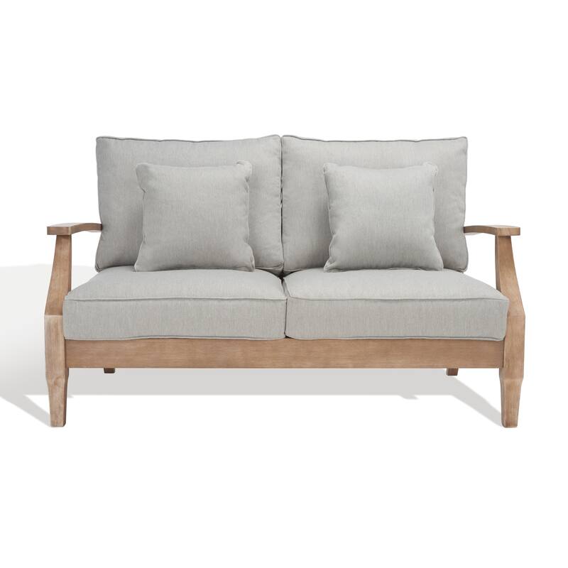 SAFAVIEH Couture Martinique Wood Patio Loveseat - 56"W x 35"D x 32"H