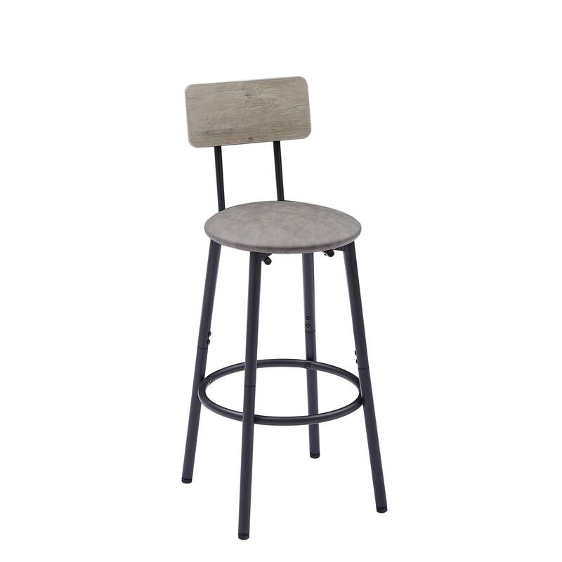 Minimalist Style 3-Piece Dining Table Set with 2 Bar Stools Round Table with Shelves,Grey