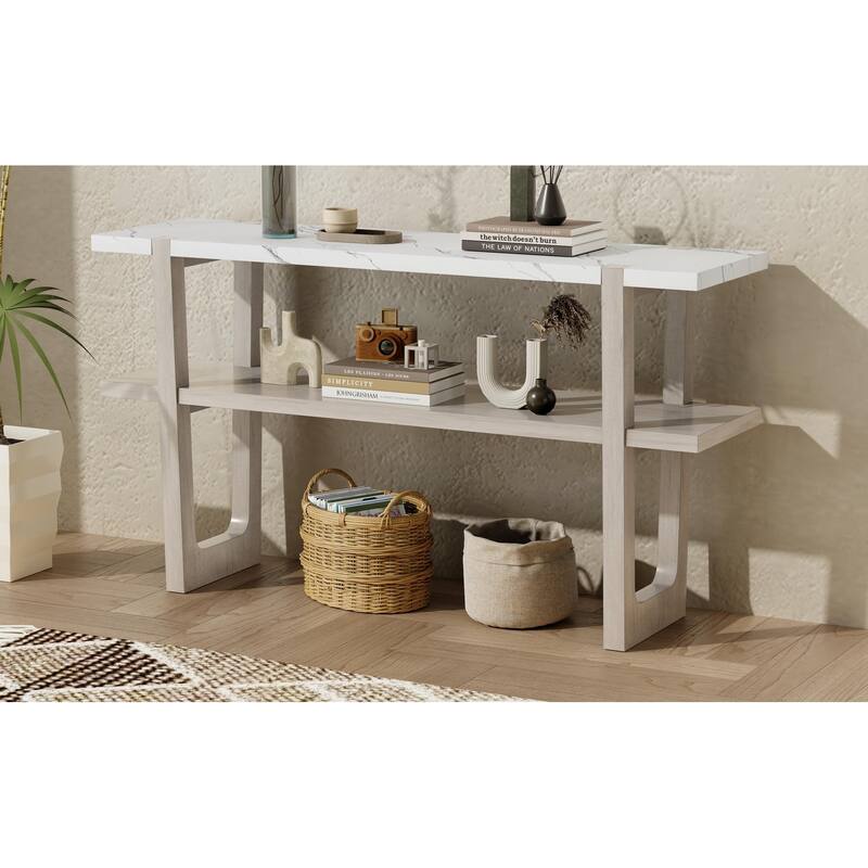 Retro Entryway Table with Open Shelf
