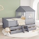 preview thumbnail 2 of 12, Full Size House Low Loft Bed Gray Full