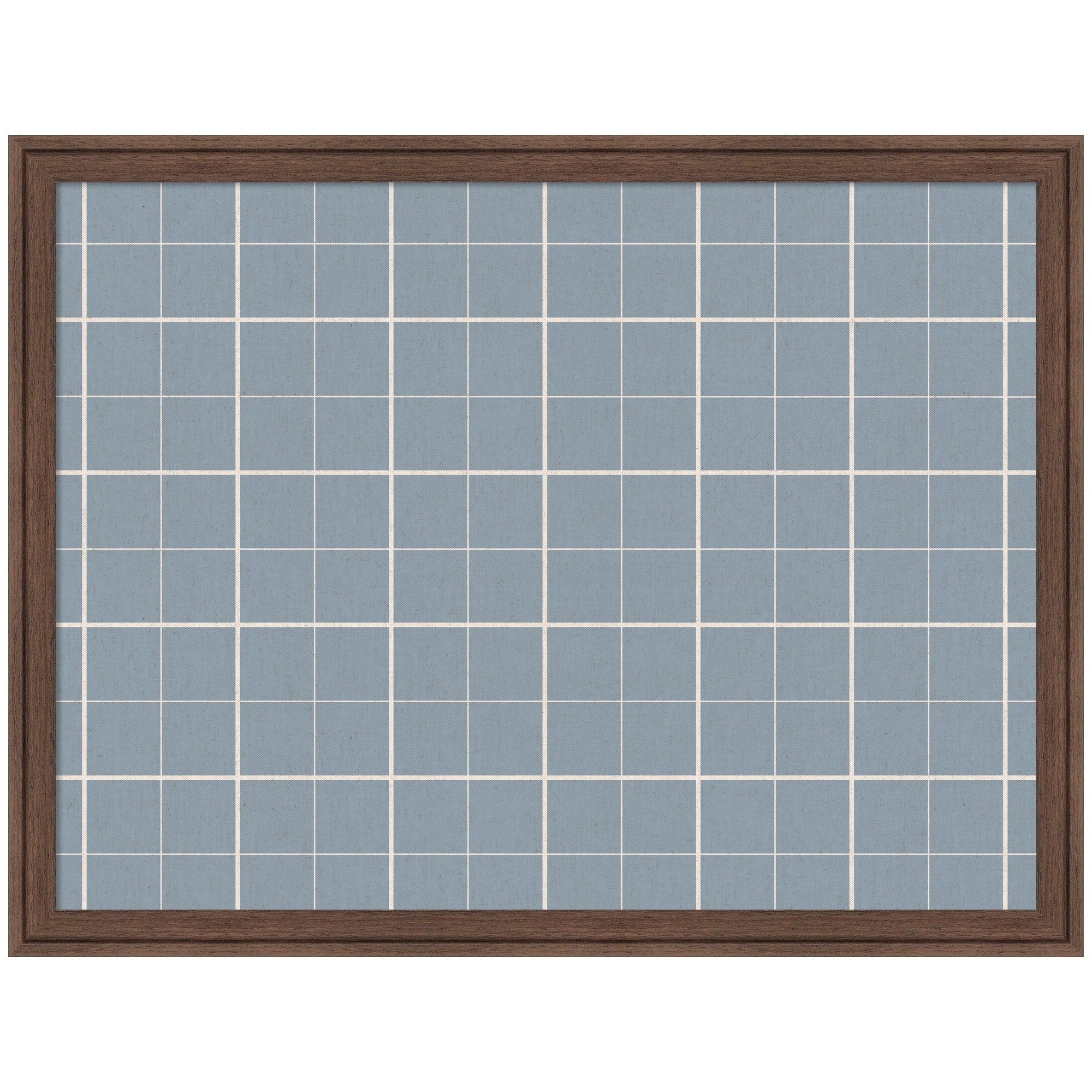 Kate and Laurel Framed Fabric Pinboard Light Blue Plaid Wall Organization