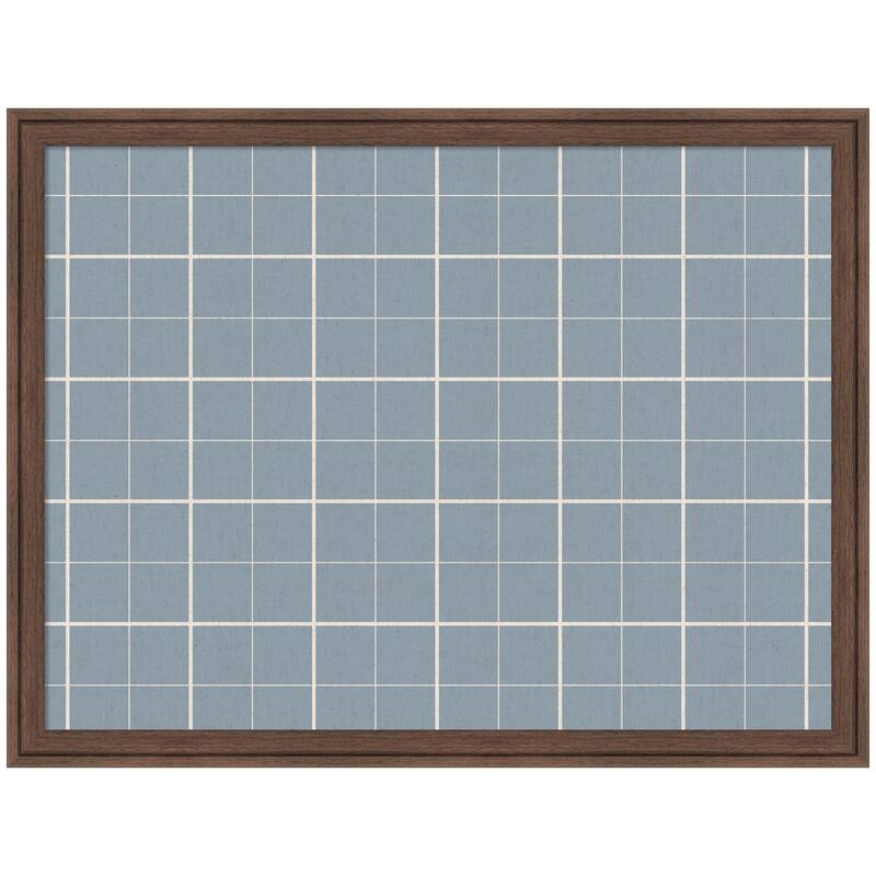 Kate and Laurel Framed Fabric Pinboard Light Blue Plaid Wall Organization - 26 x 20 - Brown