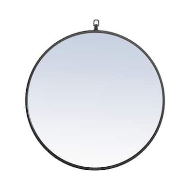 Strick & Bolton Patti Metal 24-inch Round Mirror with Decorative Hook