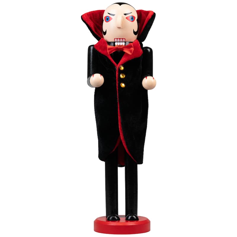 Vampire Wooden Halloween Nutcracker - 14" - Black and Red
