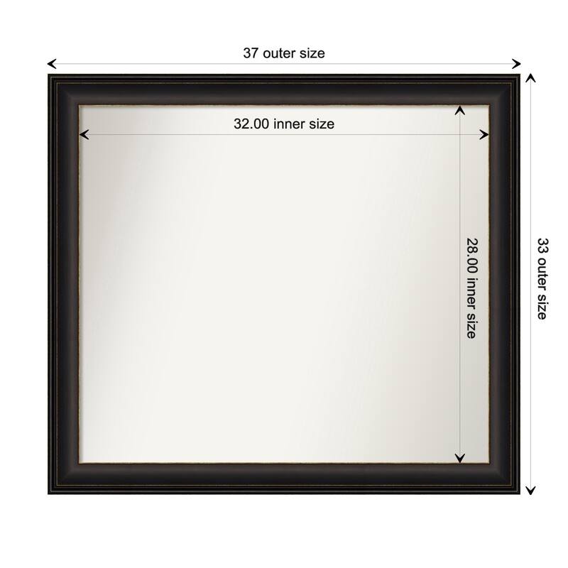 Trio Oil Rubbed Bronze Framed Non-Beveled Custom Wall Mirror, Bathroom Vanity Mirror - Outer Size: 36.5 x 32.5