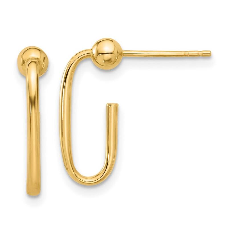 Curata 14k Yellow Gold Polished 18.3x1.75mm J Hoop Post Earrings