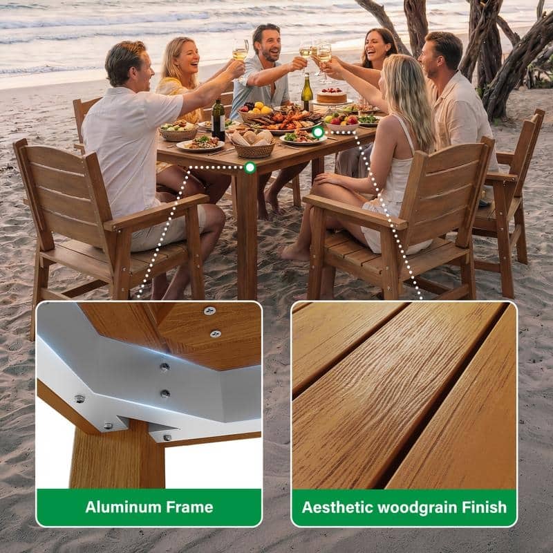 WINSOON 10-Piece HIPS All Weather Outdoor Patio Dining Sets 2-Tables and 8-Chairs