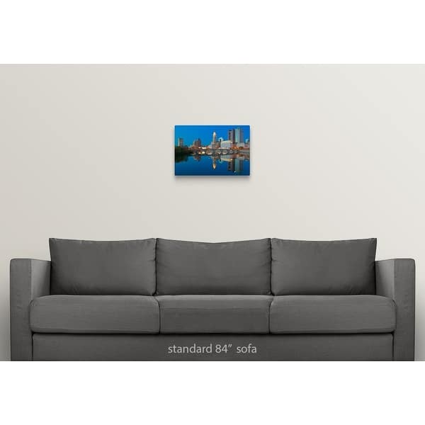 Shop Scioto River And Columbus Ohio Skyline At Dusk Canvas Wall