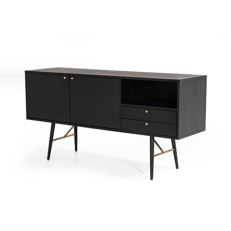 Modrest Billy Modern Black Oak & Gold Buffet