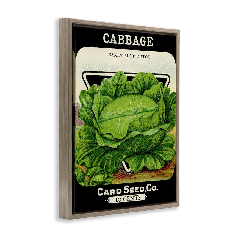 Stupell Vintage Garden Cabbage Framed Floater Canvas Wall Art Design By Lil' Rue