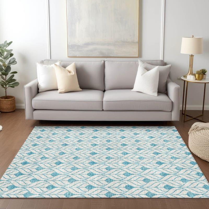 Machine Washable Indoor/ Outdoor Chantille Contempoary Geo Rug