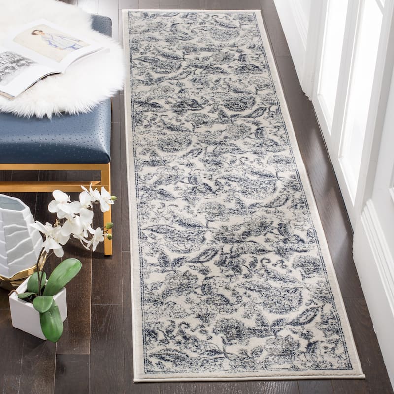 SAFAVIEH Carnegie Maaja Modern Distressed Oriental Rug - 2'3" x 8' Runner - Cream/Light Grey