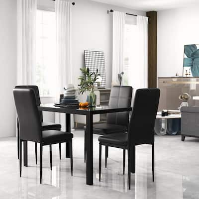 5 Piece Dining Set Table and 4 Chairs Set for 4 People