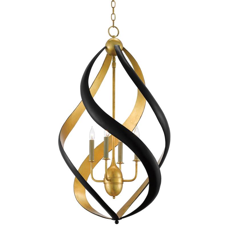 Currey & Company Trephine Chandelier - 38"h x 22.5"dia - 38"h x 22.5"dia - Contemporary Gold Leaf/Satin Black