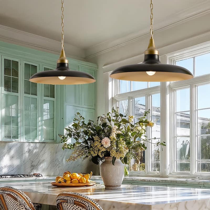 Raven Black Modern Pendant Light - Metal Matte Black, Brass Dome Light Fixture For Modern, Scandinavian, Minimalist Room Decor