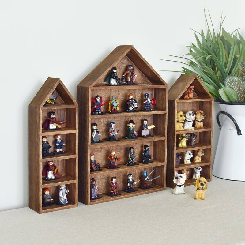 3 Pcs Set House-Shaped Shelf Wooden Shadow Cubby Box Display Shelf