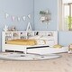 preview thumbnail 4 of 7, Full Size DayBed Kids Bed with Trundle and Shelf and USB Charging,White