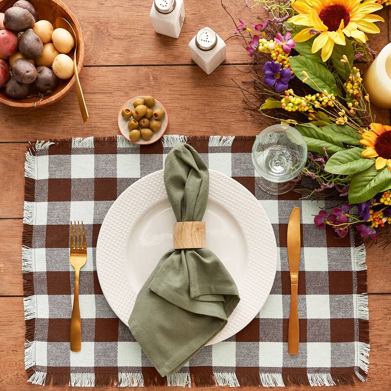Heavyweight Check Fringed Placemat