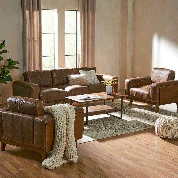 Demijen Upholstered 3 Piece Oversized Club Chair and Sofa Set by