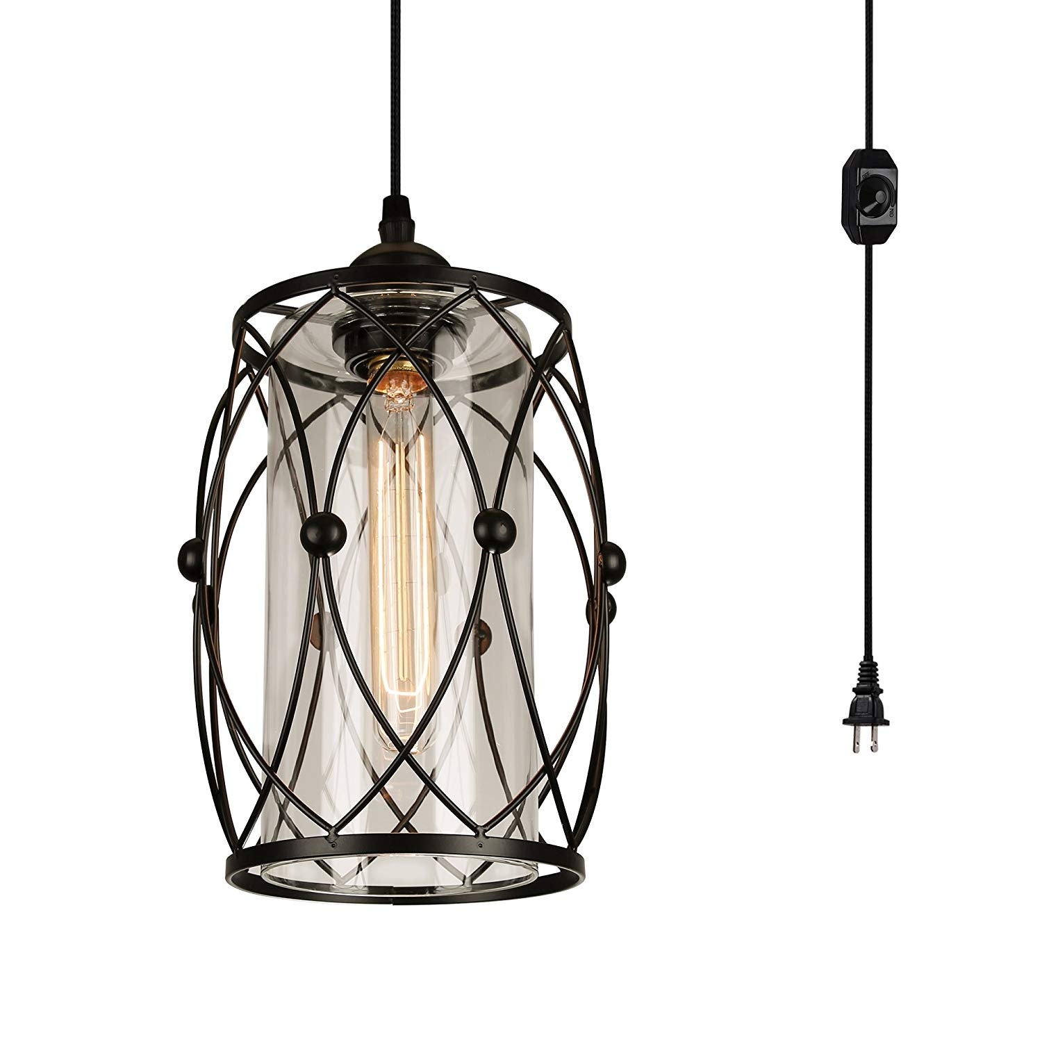 Vintage Industrial Plug In On Off Dimmer Switch Pendant Light Fixture