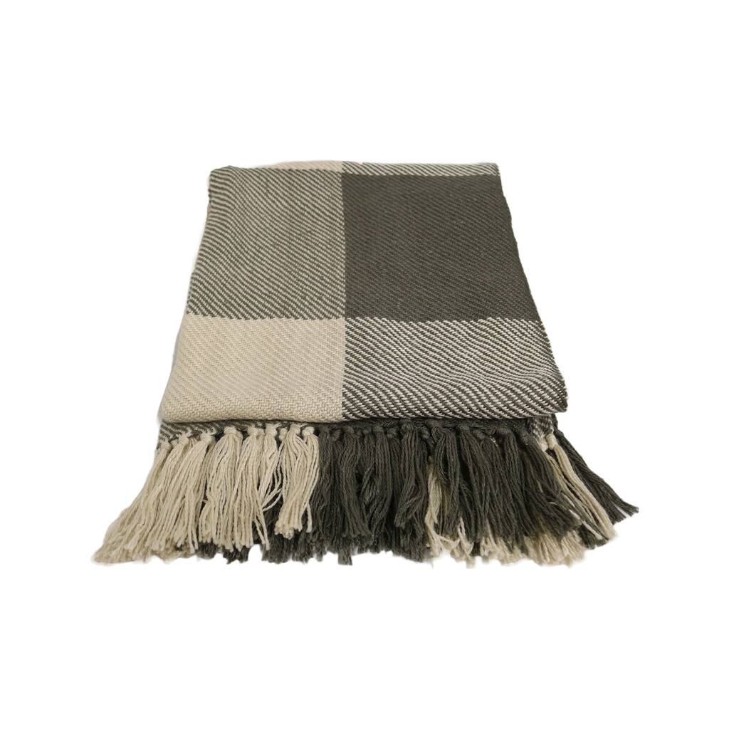 Home&Manor Handcrafted Wool & Cotton Throw Blanket