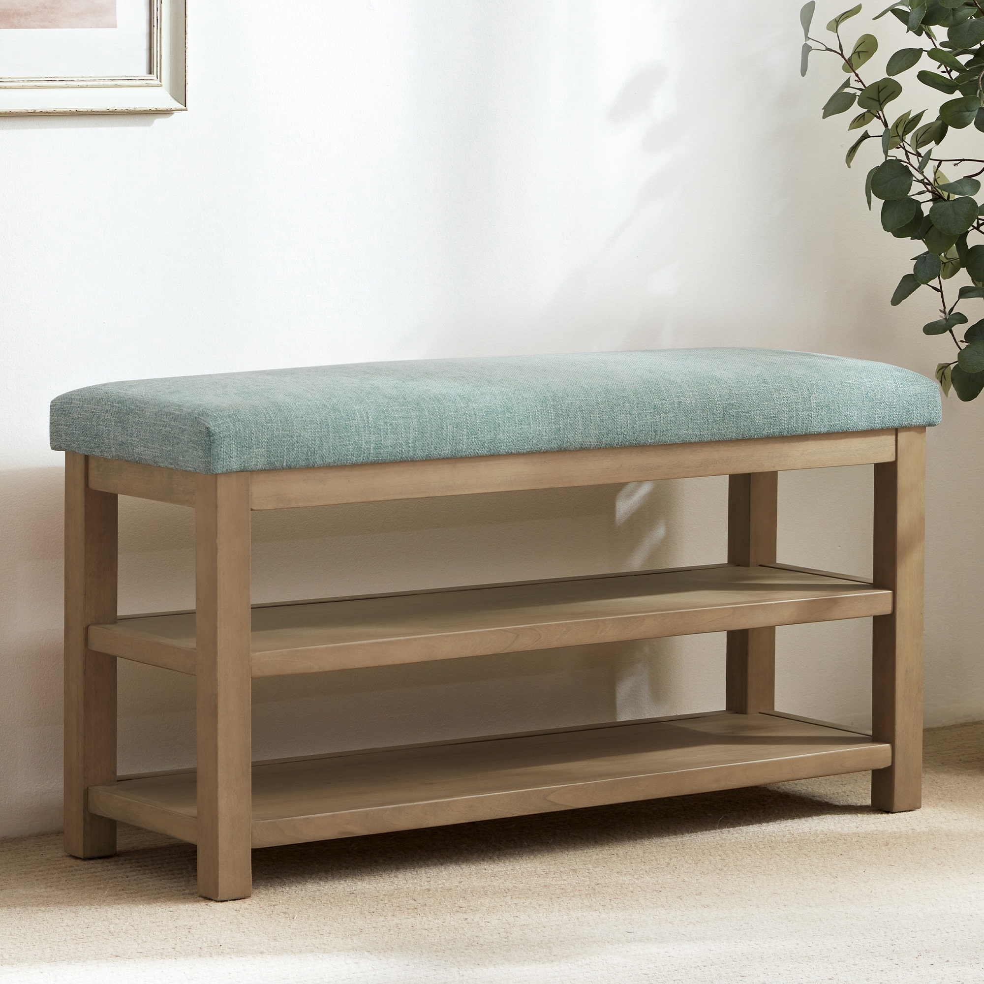 HUIMO Multi-Functional Modern Entryway Double Layer Shoe Bench 39 inch