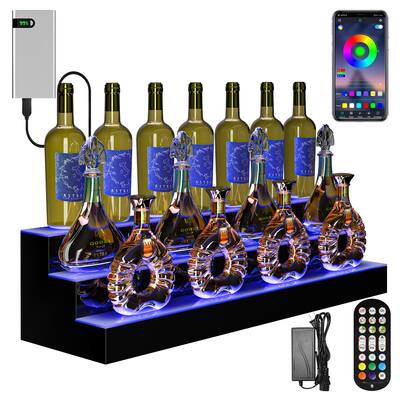 Lighted Liquor Bottle Display Shelf Wine Bottle Rack - 39.98"L x 11.8"W x 11.8"H
