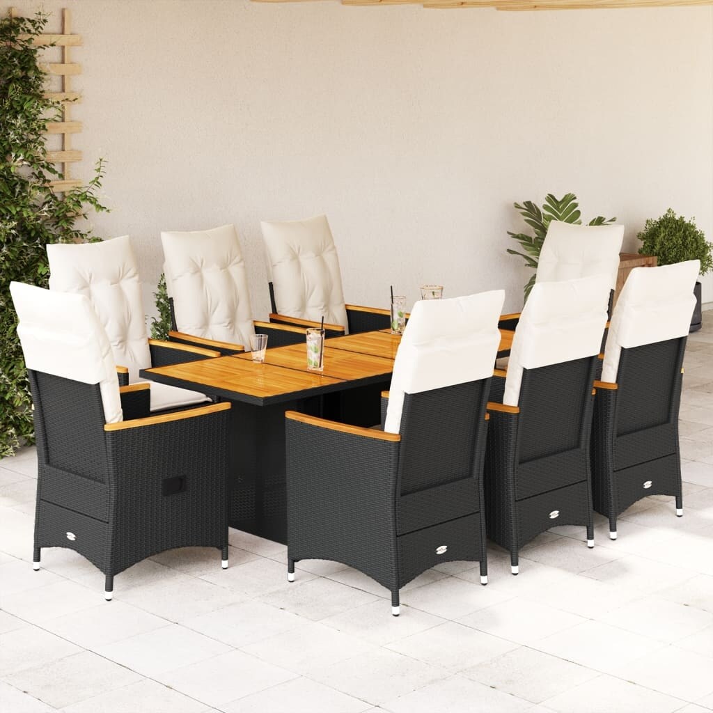 vidaXL Garden Dining Set Black - 23.2 x 22.0 x 36.2 in