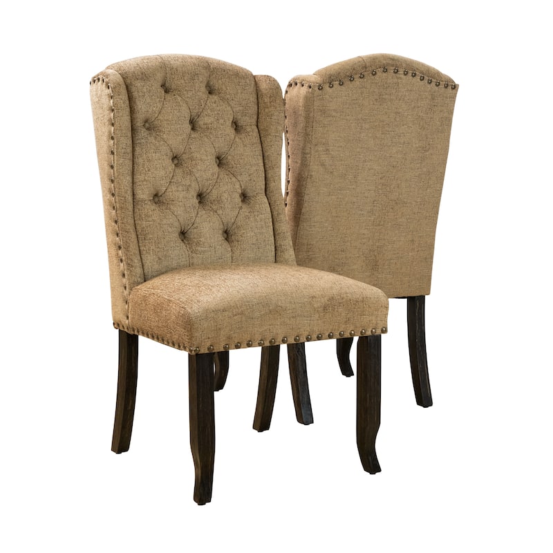 Tays Tufted Linen Wingback Dining Chairs (Set of 2) by Furniture of America