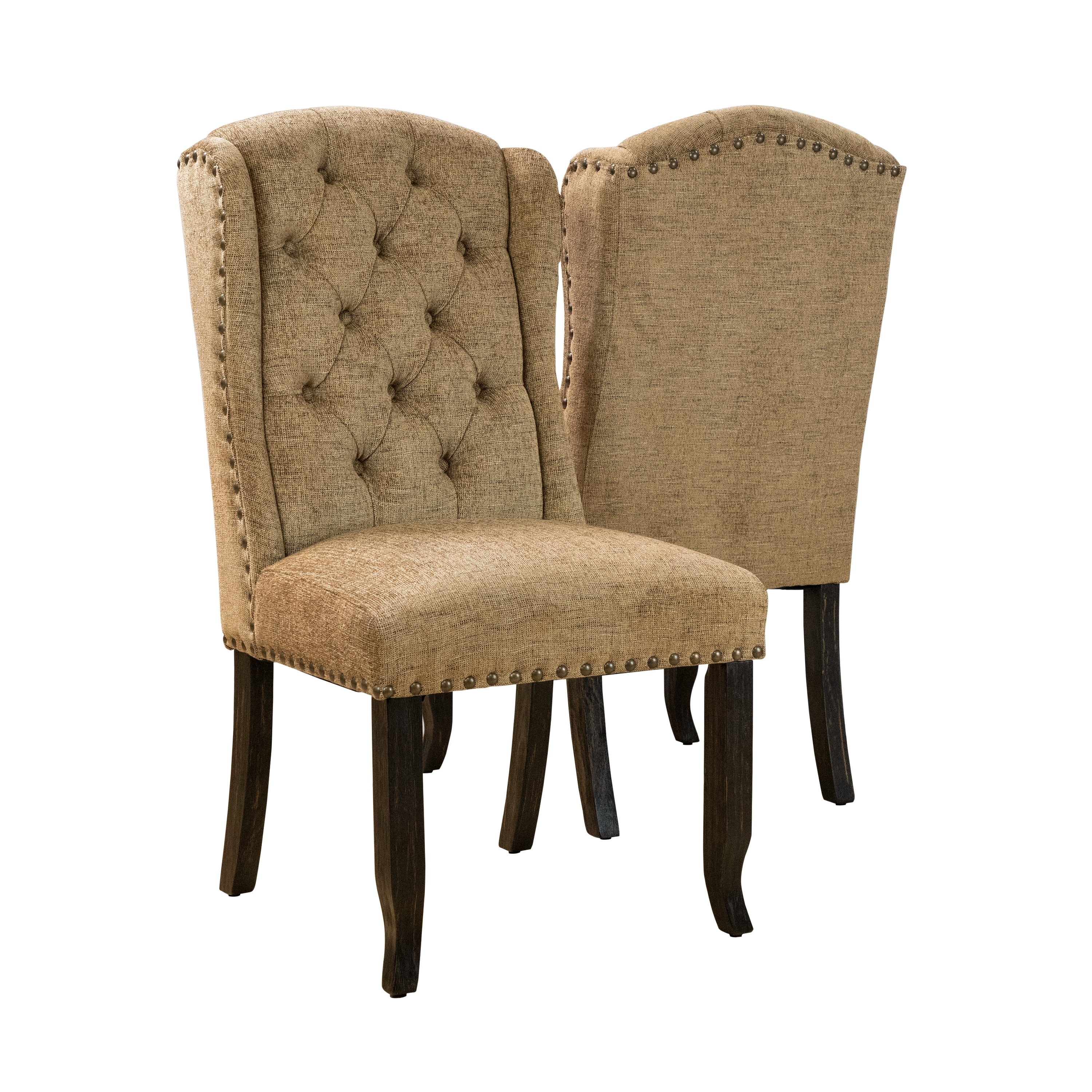 Furniture of america tays rustic sale linen fabric dining chairs