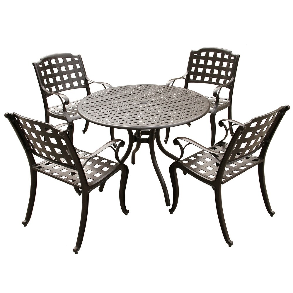 Oakland Living Butterfly Cast Aluminum 24-Inch Glass Top Table with 3-Piece Bistro Set Antique Bronze 