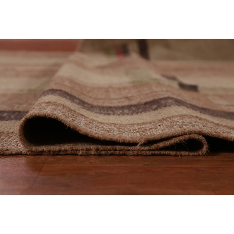 Hand Woven Oriental 100% Jute Carpet Southwestern Modern Brown Kilim Area Rug - 9' 10'' X 8' 4''