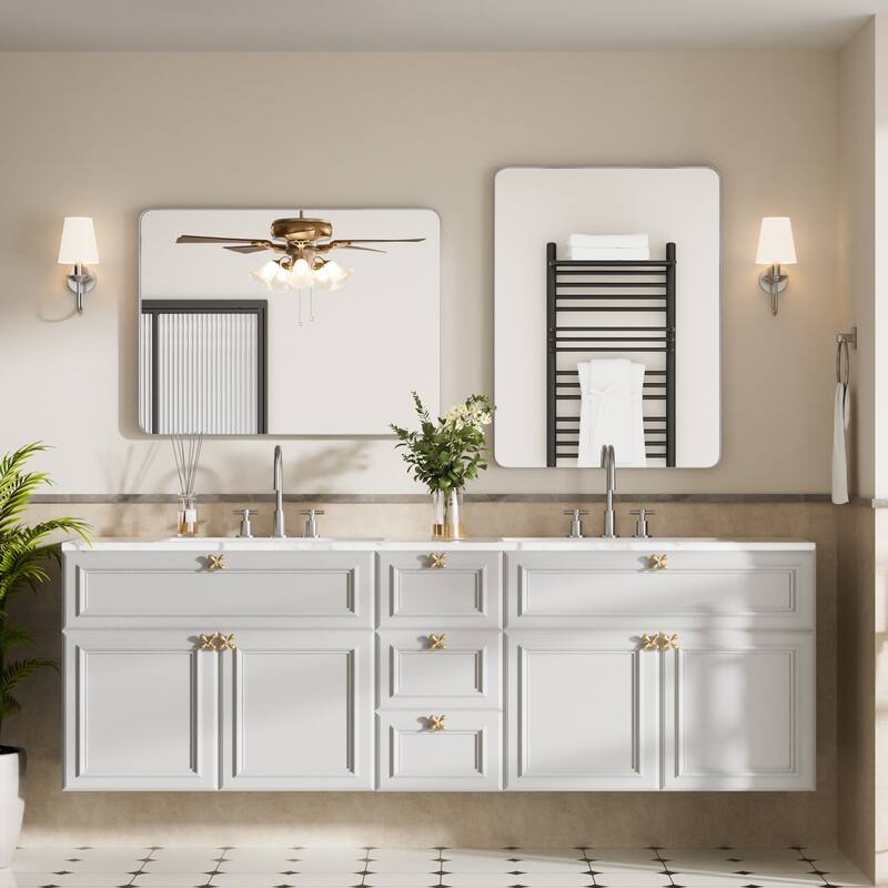 Wall Mirror Vanity Mirror Bathroom Mirror with Round Corner (1 Piece)