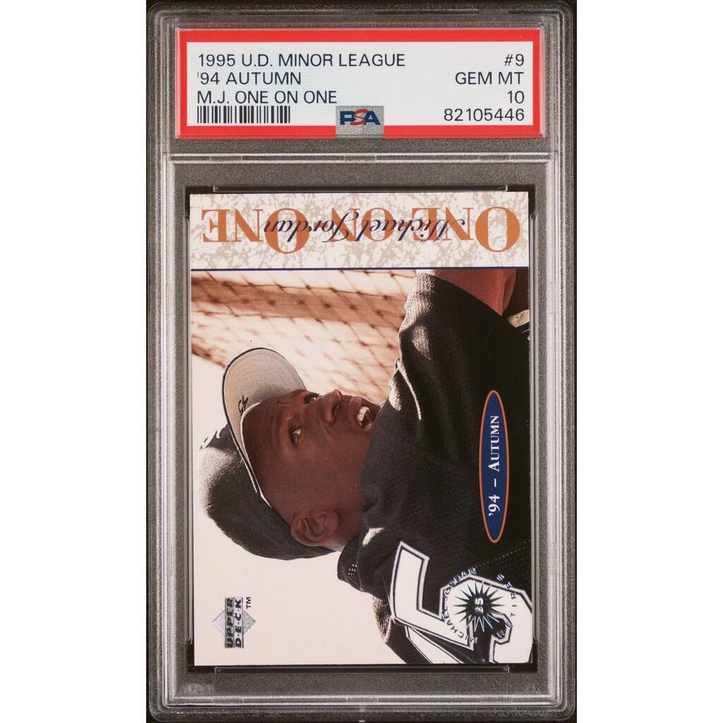 Michael Jordan 1995 Upper Deck Minor League One on One Baseball Card #9 PSA 10 - 8'6" x 11'6"