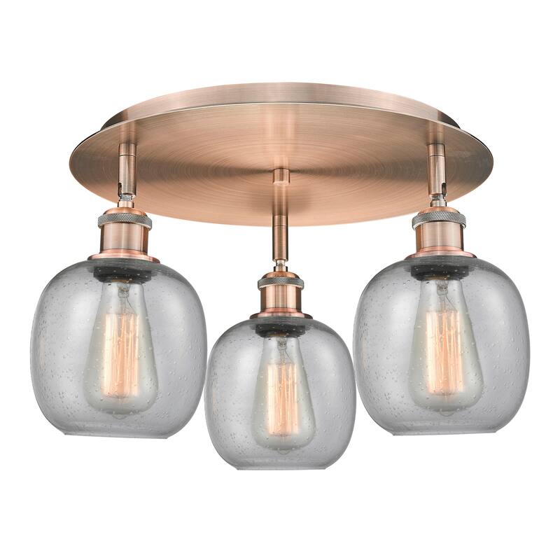Innovations Lighting Belfast - 3 Light 18" Flush Mount - Antique Copper/Seedy