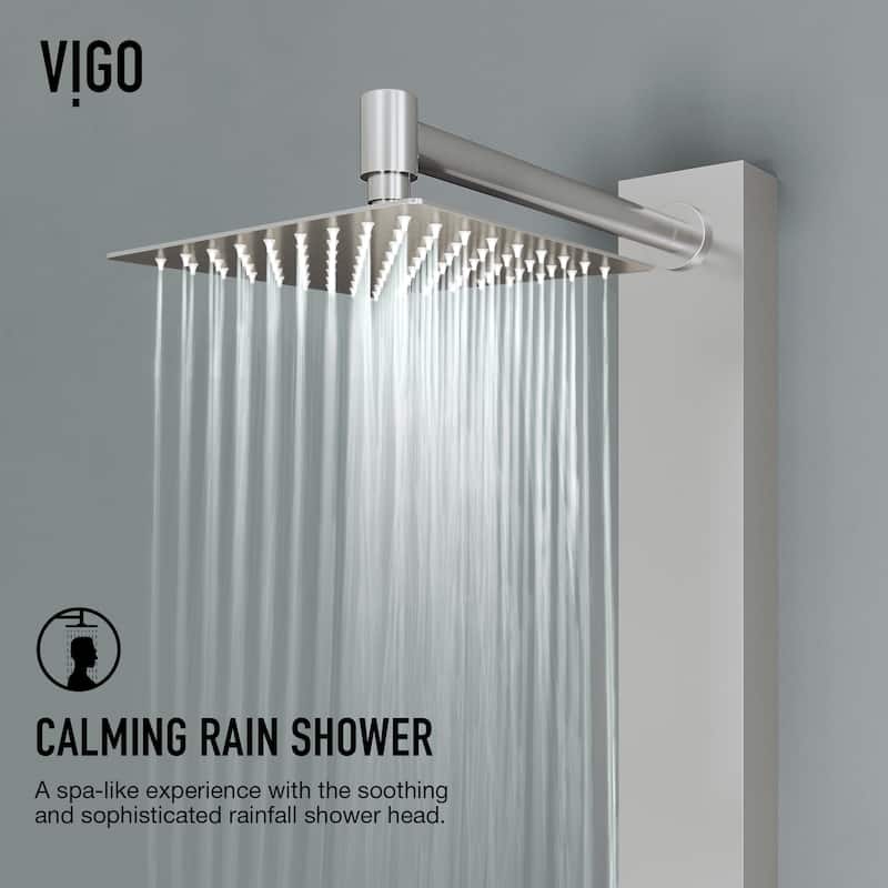 VIGO Bowery 58" H x 4" W 4-Jet Shower Panel with Square Shower Head and Tub Filler