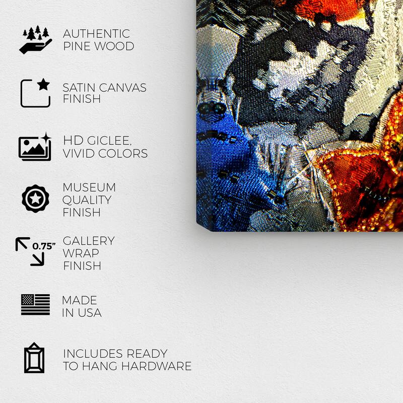 Wynwood Studio Canvas Fashion Mark Zunino - Amber Florals and Saphire Tides II Blue and Modern Wall Art Canvas Print