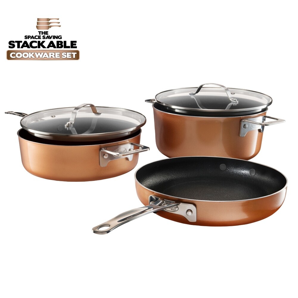 Gotham Steel Stackmaster Non-Stick Stackable 8-piece Cookware Set - Bed  Bath & Beyond - 30806008
