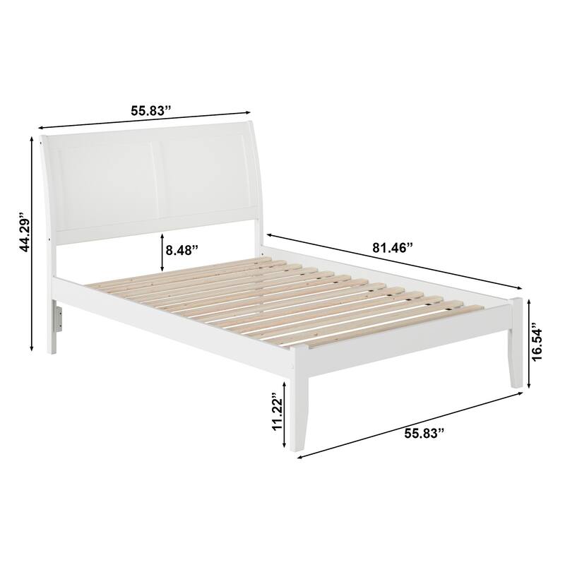 Portland Full Platform Bed with USB Charging Station in White
