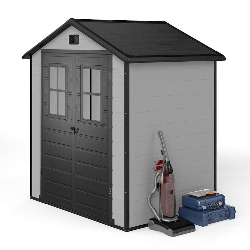 6x4.4 FT Outdoor Resin Storage Shed - Grey