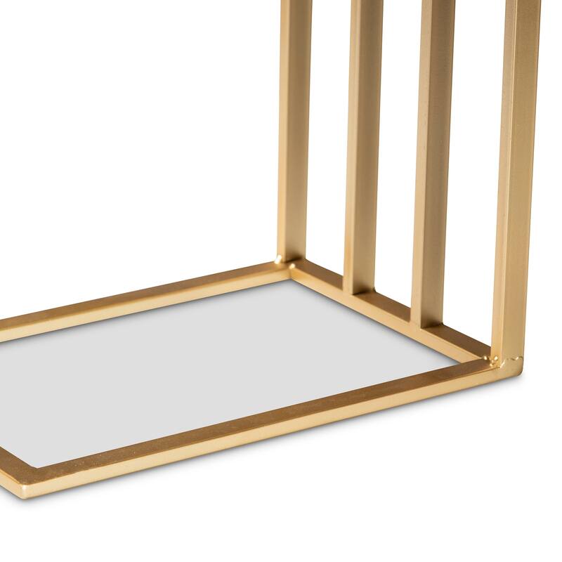 Parkin Modern and Contemporary C Shaped End Table with Marble Tabletop