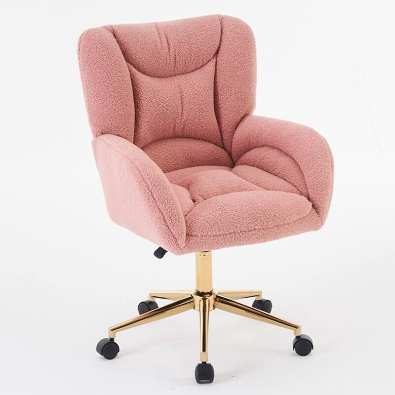 360 Swivel Fabric Home Office Chair With Gold Metal Base
