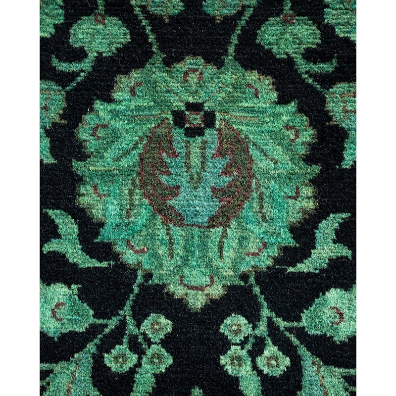 Overton Hand Knotted Wool Vintage Inspired Modern Contemporary Overdyed Black Area Rug - 3' 2" x 5' 0"