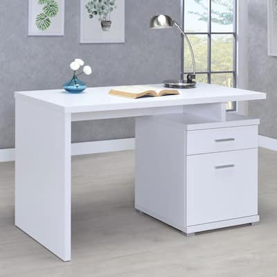 GDFStudio - Natalie Modern Reversible Office Desk with Drawers for Flexible Workspace