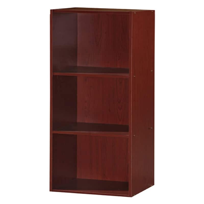 Hodedah 3 Shelf Home and Office Organization Storage Bookcase Cabinets, Mahogany - 22.05