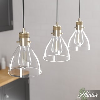 Hunter Van Nuys 3-Light Linear Cluster Pendant - Kitchen Island, Dining Room - Vintage, Industrial, Contemporary