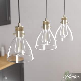Hunter Van Nuys 3-Light Linear Cluster Pendant - Kitchen Island, Dining Room - Vintage, Industrial, Contemporary