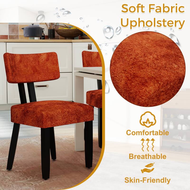 Mid-century Fabric Upholstered Dining Chairs in Black Legs