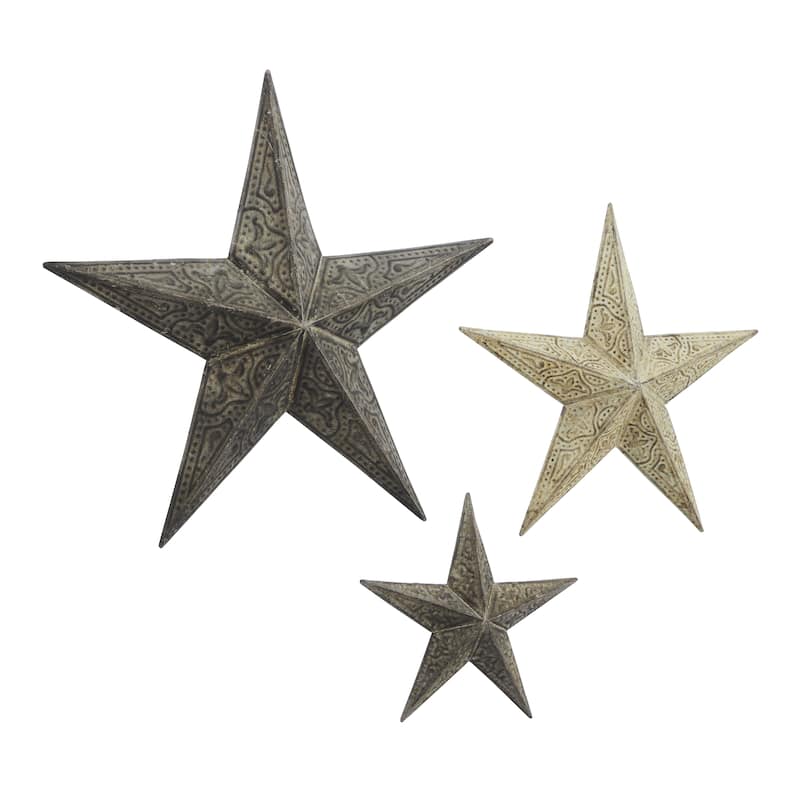 Metal Star Indoor Outdoor Home Wall Decor - Set of 3 Brown - Roche River Decor