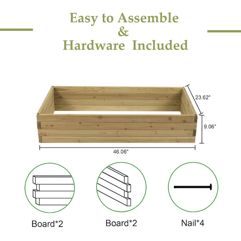 Wood 3.8ft x 2ft Raised Garden Bed - 9.1" H x 46" W x 24" D